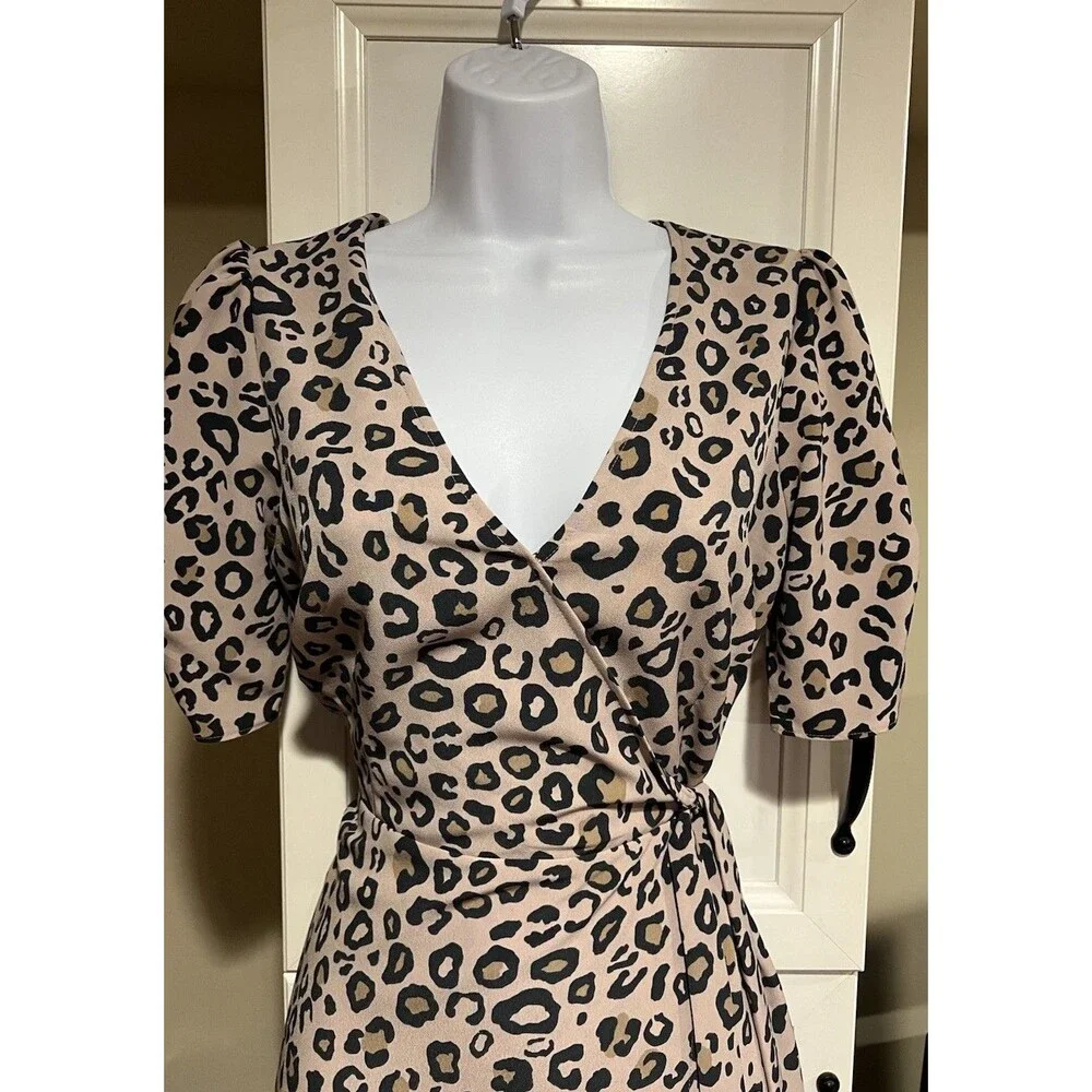 Sanctuary Leopard Wrap Mini Dress Size M
